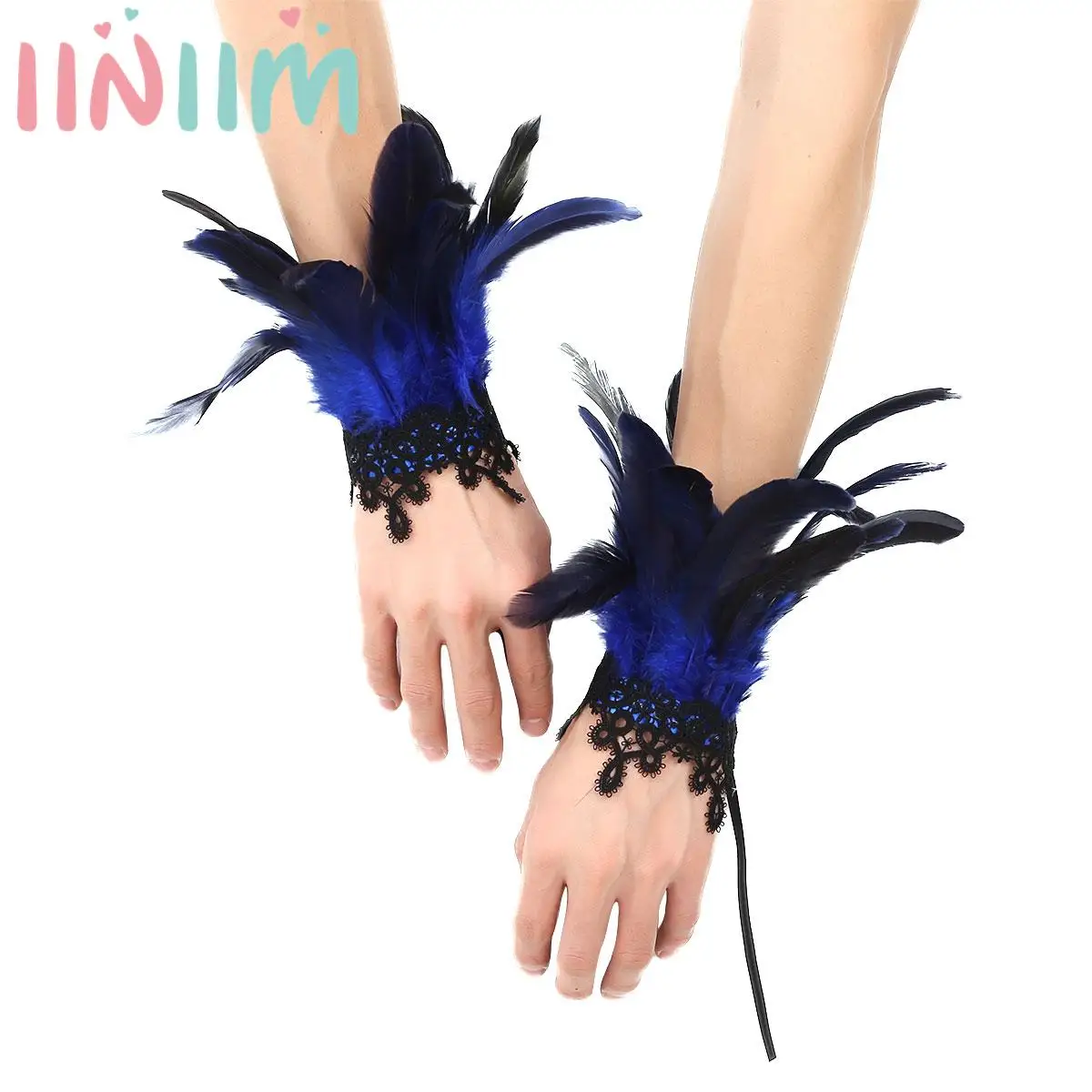 Gothic Feather Wrist Cuffs Retro Goth Ankle Cuffs Bracelet Armlet Armband Epaulet for Theme Party Halloween Cosplay Accessories