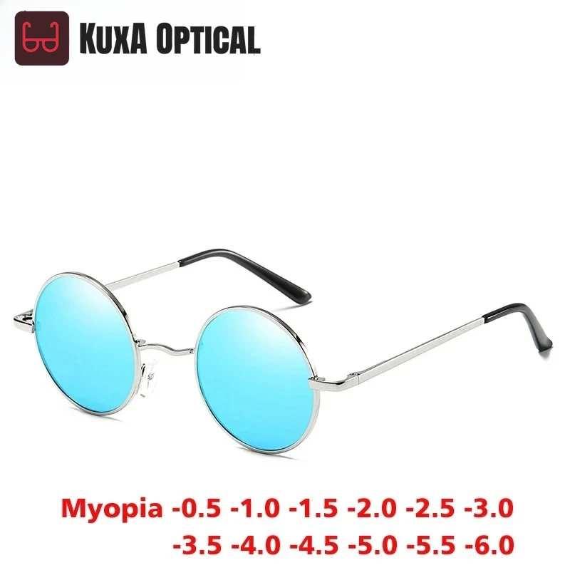 

Xuka мужские солнцезащитные очки для близорукости женские ретро-панк стиль круглый металлический каркас солнцезащитные очки модные очки по рецепту от -0,5 до -6,0