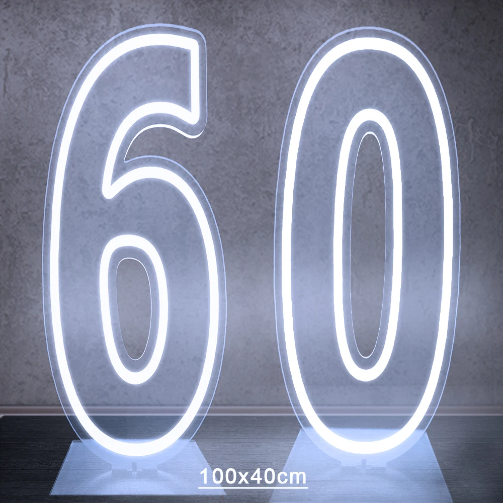 100 cm Groot Formaat Dual Digit Neon Sign Acryl Digitale Licht voor Sweet 10 16 18 21 Verjaardagsfeestje decoratie