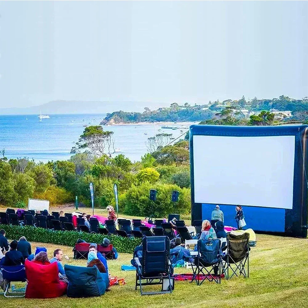 Schermo per proiettore di film gonfiabile da 20FT con ventilatore d'aria lavabile Home Cinema 16:9 per uso di giochi all'aperto per matrimoni in campeggio