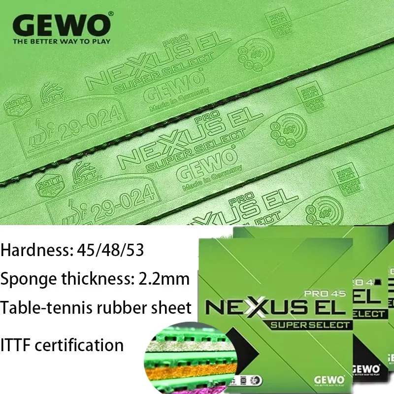 GEWO NEXUS EL PRO لوح مطاطي لتنس الطاولة صلابة 45/48/53 مطاط أخضر أرونا مقدمة سوبر سيليكت بينج بونج إسفنجة مطاطية