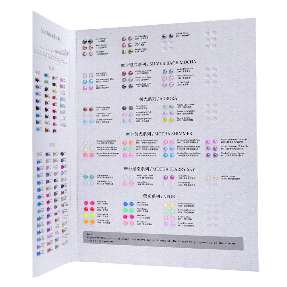 QIYI New Color Chart Over 150 Colors Non Hotfix/Hot Fix Crystal Rhinestone Color Card for Comparing Choosing Various Colors