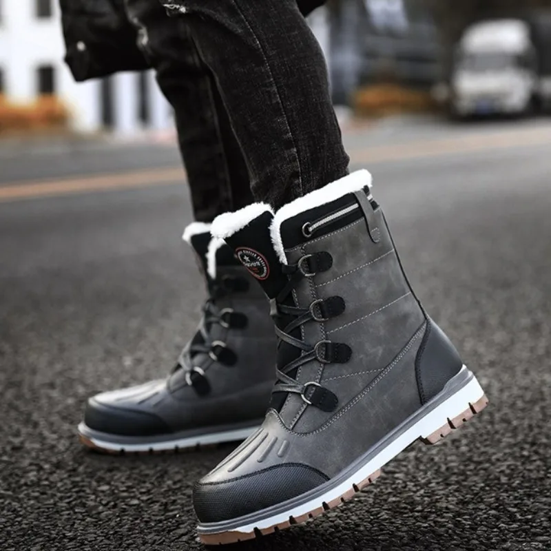 

Winter Men's Snow Boots Plush Warm Fashion Casual High Top Cotton Shoes Comfortable Wear-resistant Sneaker for Men Botas Hombre