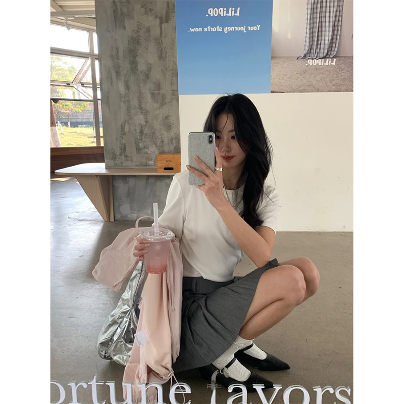 

Version Short-sleeved T-shirt for Women 2025 Early Spring Korean Pullover Round Neck Casual