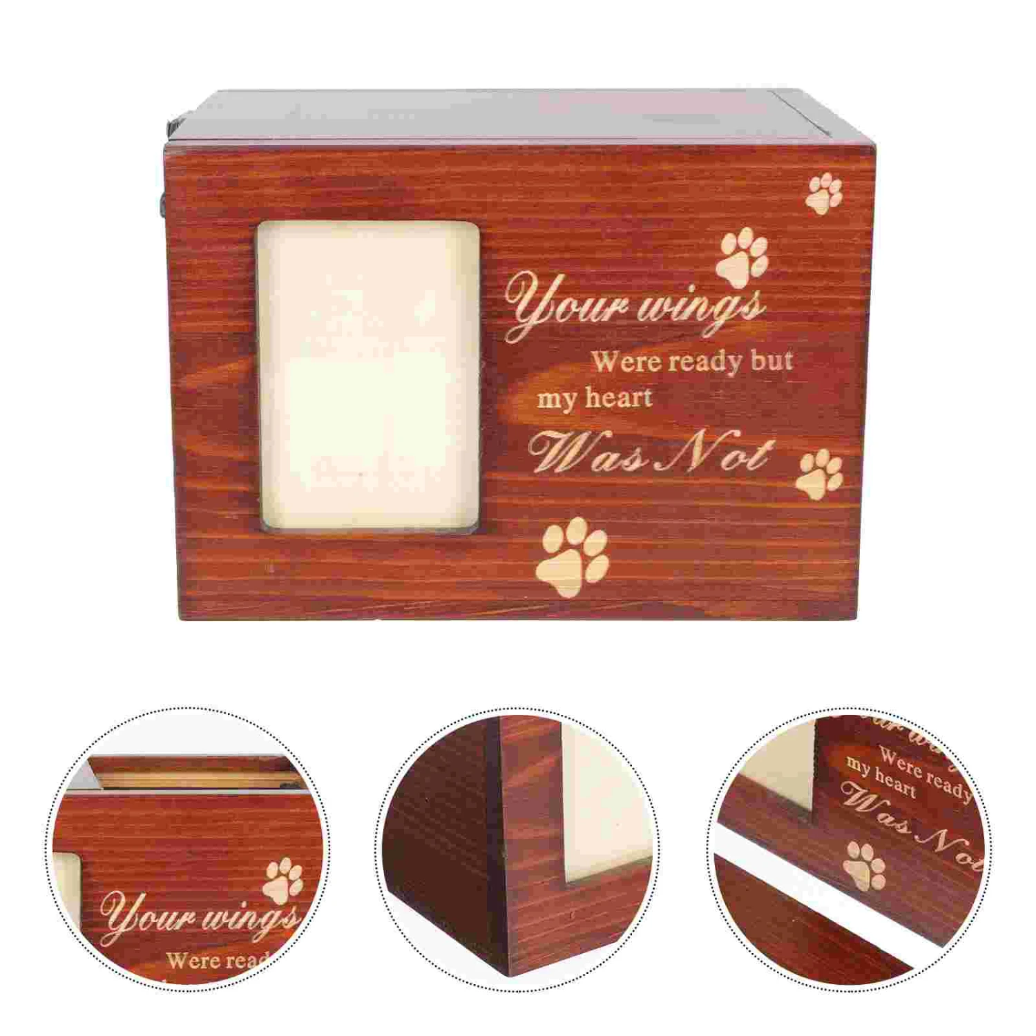 

Lovely and Sweet Heartfelt Small Wooden Dog Memory Cremation Box - Beautiful and Charming Pet Memorial Casket with Unique Paw Pr