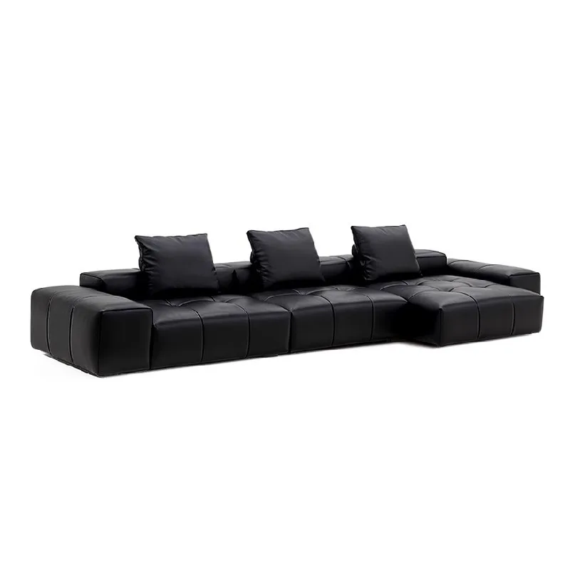 

Italian light luxury designer black pixel sofa living room villa free module combination large flat floor