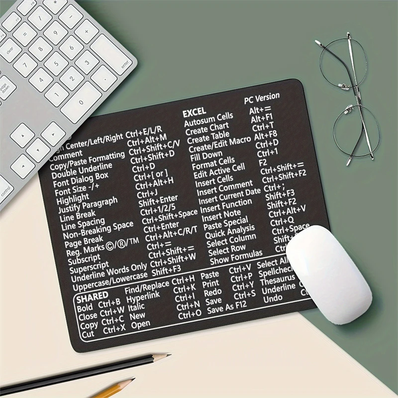 Excel Shortcuts Coworker Gift Account Mouse Pad Table Keyboard Carpet Printing Desk Computer Gamer Play Gaming Mousepad Mat PC