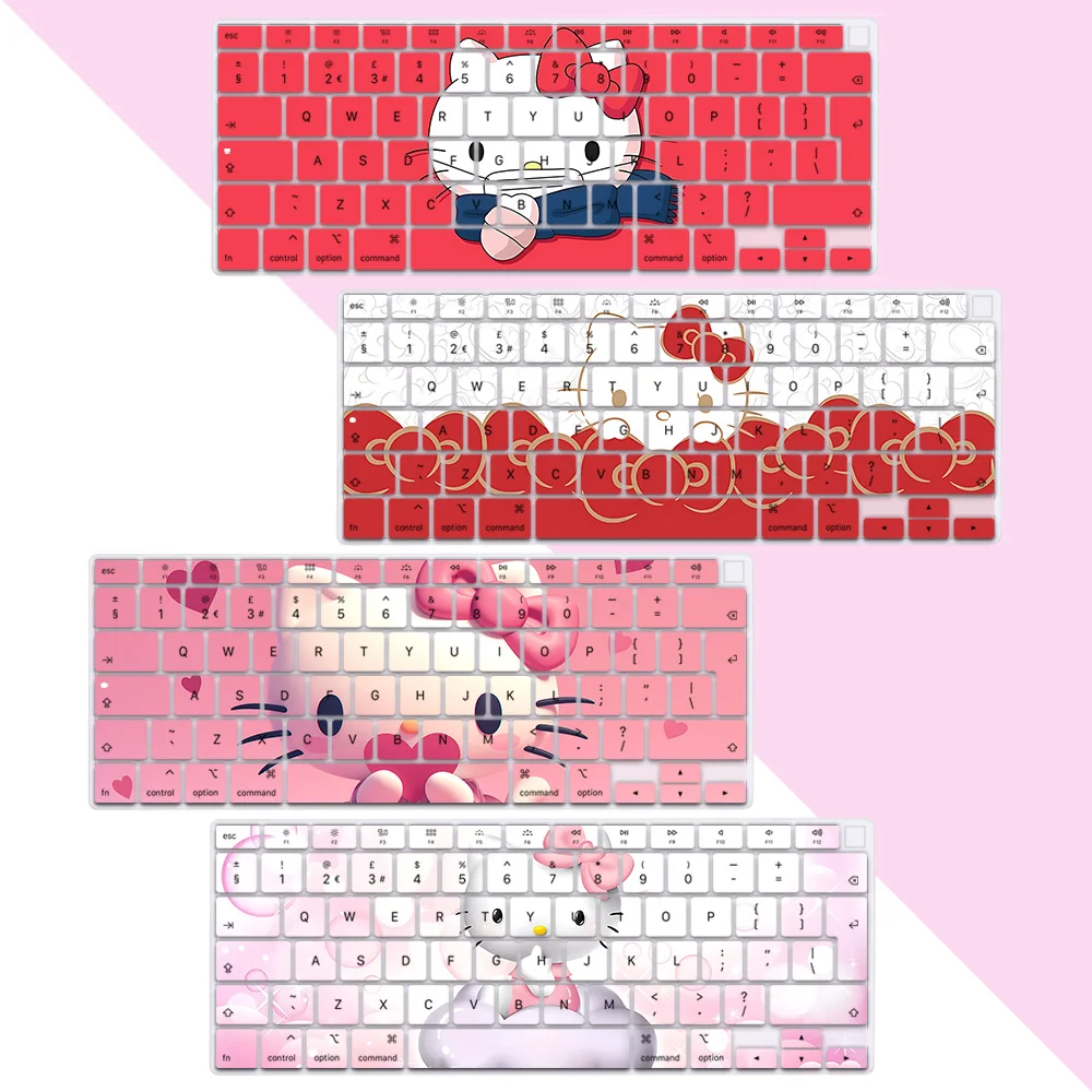 Cartoon cat Hellos Kittys EU Layout Color Print Soft Silicone Keyboard Cover For Macbook 2020 Air A2179 A2337