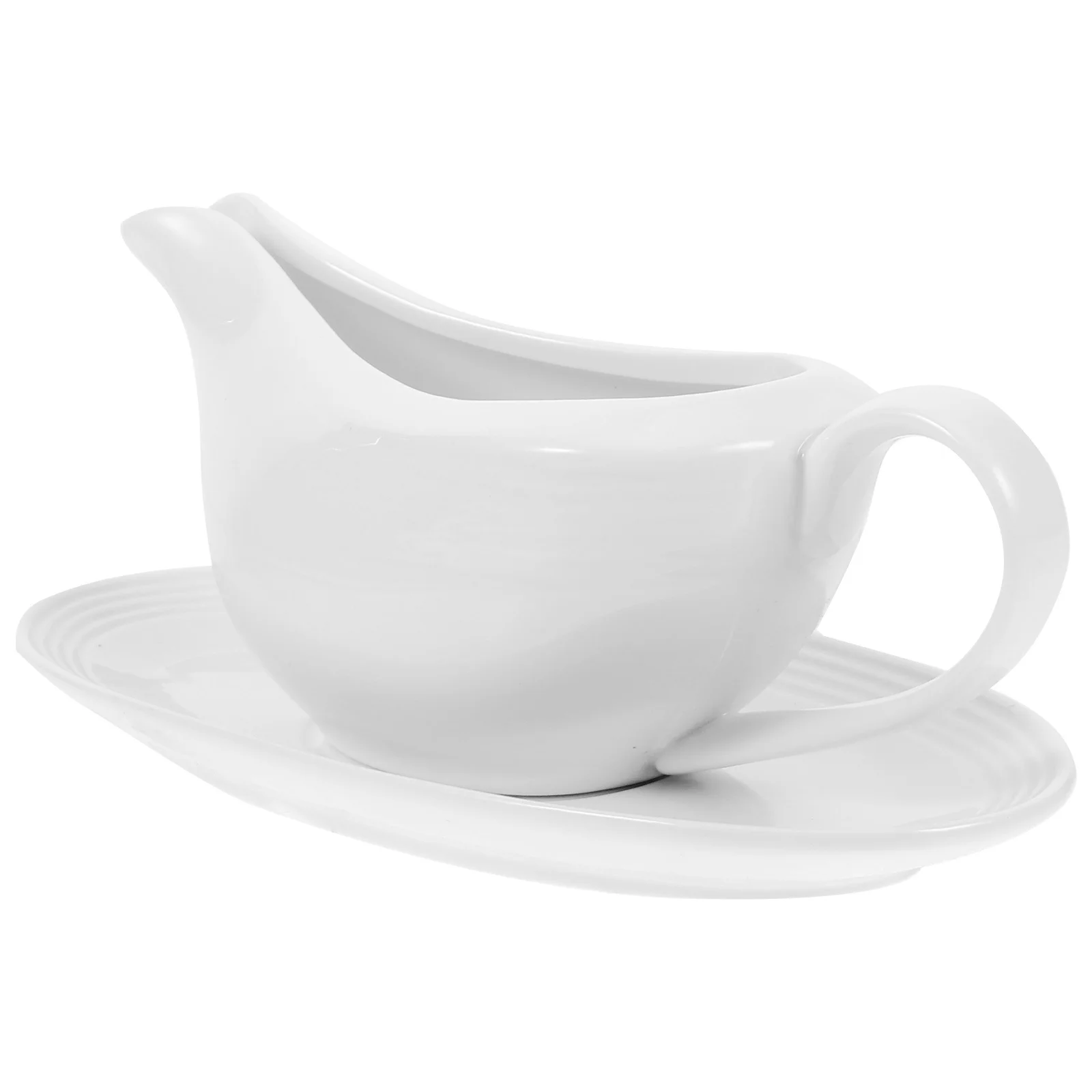 

Ceramic Sauce Boat with Saucer Compact Size Gravy Pitcher for Kitchen Serving Cream Milk Condiments Gravy Boat