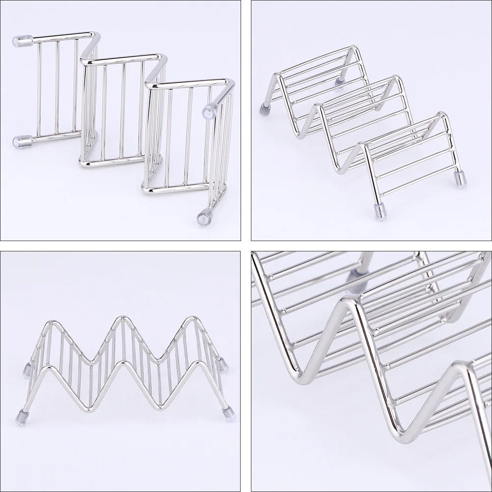 

2pcs Stainless Steel Stands Burritos Holders Shell Sandwich Hot Dog Buns Flip Design Easy Clean Kitchen Taco Rack Mexican