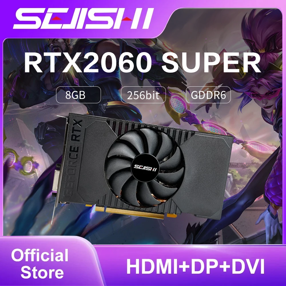 SEJISHI SJS GeForce RTX 2060 Super Vdieo Card NVIDIA 2060S GDDR6 8G 256bit Graphics Card Gaming GPU Single Cooling Fan ITX Case