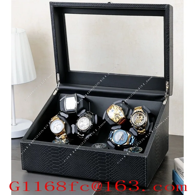 Automatic Winding of 6 Rocking Watches with Open Lids, Self Stopping Motor Box, Rotating Watch Box, Mechanical Watch Box