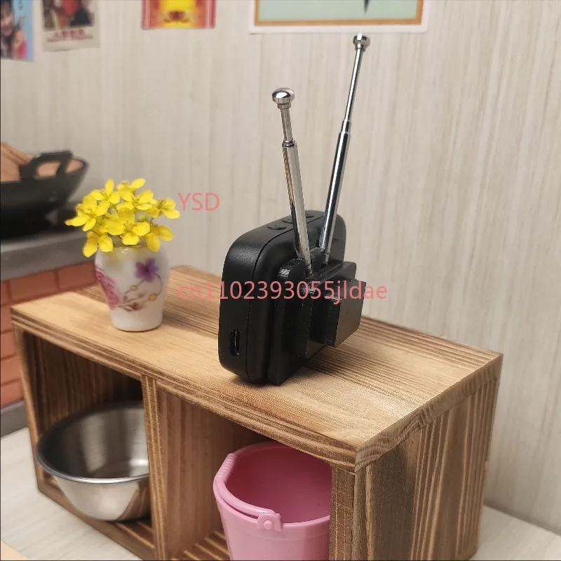 Dollhouse Decor Retro Mini TV Color Touch Screen USB Rechargeable Portable Custom Video Player