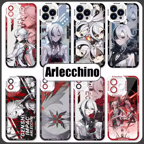 Genshin Impact Arlecchino Phone Case For Samsung S24 S20 S21 S22 S23 S30 Plus Ultra FE A13 A35 A32 A34 A54 A55 Clear Soft Cover