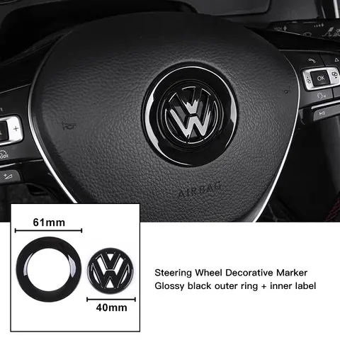 ABS Car Steering Wheel Emblem Sticker Decoration Accessories For Volkswagen VW Golf Polo CC Passat Tiguan T-ROC Arteon Beetle