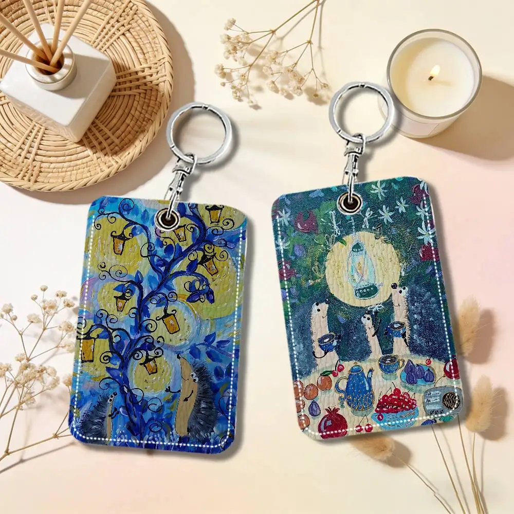 Cartoon Hedgehog Card Holder Keychain Key Ring Access Protective Case For Security Gift