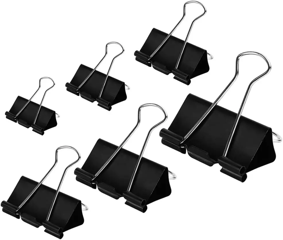 

Binder Clips Assorted Sizes 100 Count Black, 6 Sizes for Office School Home