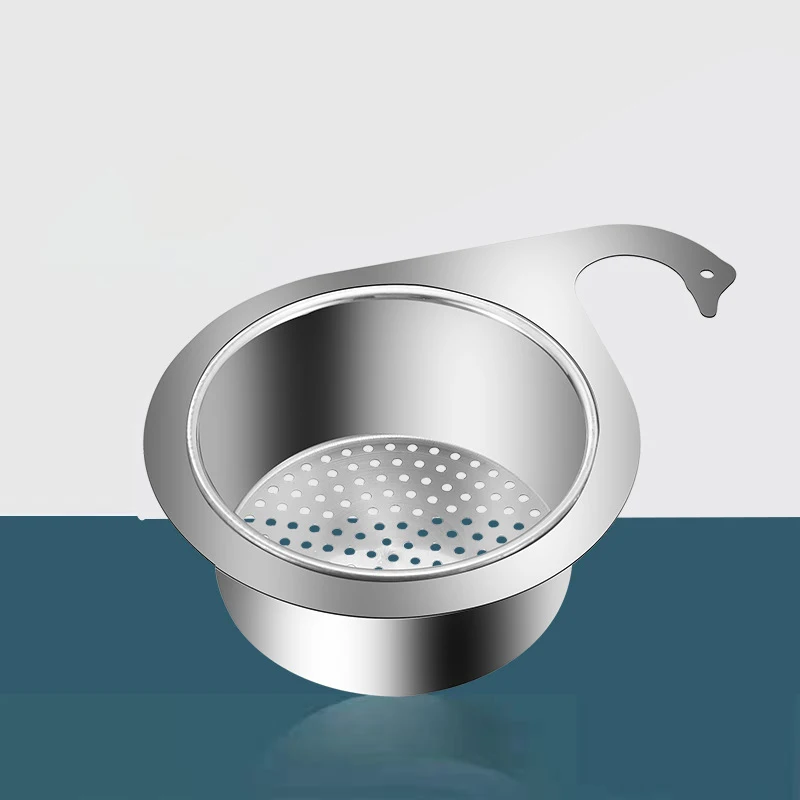 Stainless Steel Swan Sink Strainer Basket Removable Goosehead Storage Drainage Basket Goosehead Hanging Wet & Dry Drainage Racks