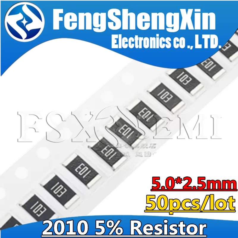 50pcs 2010 5% SMD Chip Resistor 0R -10M 0 10 100 220 470 ohm 0R 10R 100R 220R 470R 1K 2.2K 3.3K 4.7K 10K 100K 470K 1M resistors