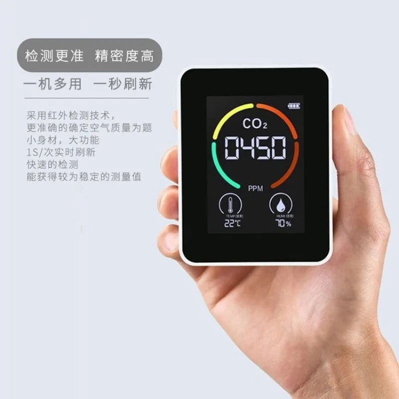 Carbon Dioxide Detector 3-in-1 Tester Checks Air Temperature and Humidity Alarm