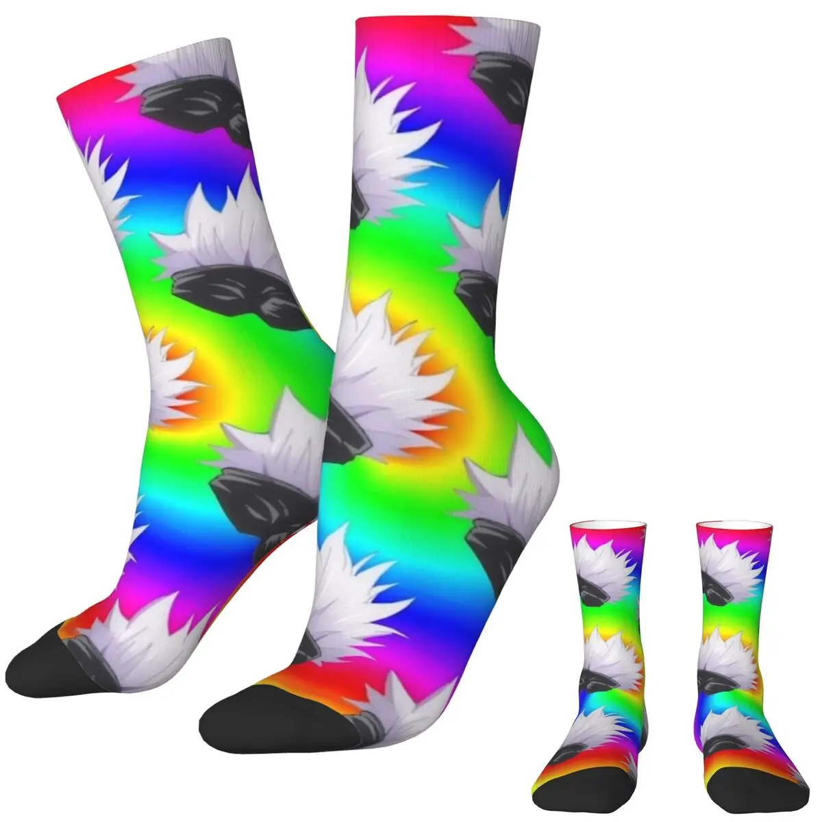 Rainbow Gojo Satoru Socks Vintage Stockings Adults Men Medium Soft Outdoor Sports Socks Spring Design Non Slip Socks