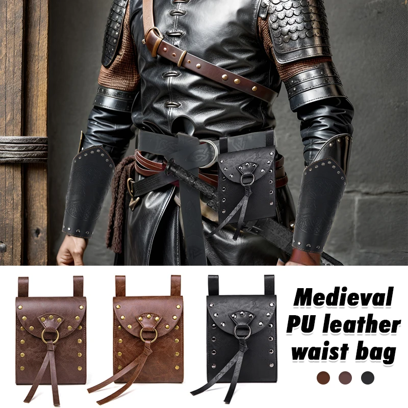 Medieval Vintage Money Pouch Bag Waist Ring Belt Costume Accessory Parts For Men Women Viking Leather Waist Bag Coin Purse