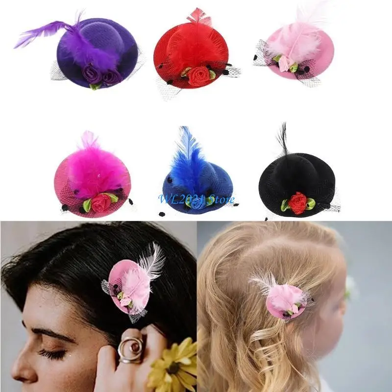 

G5GC Teenagers Hair Clip Top Hat Hair Pin for Spring Side Ponytail Hair
