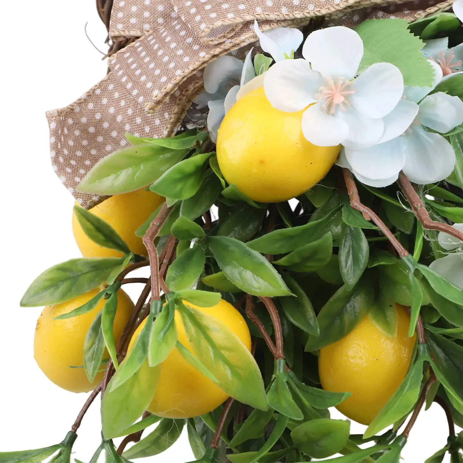 

Гирлянда для двери в стиле фермерского дома с лимонами и цветами, около 39 см (15,35 дюймов), для встречи гостей, веселое цветочное украшение