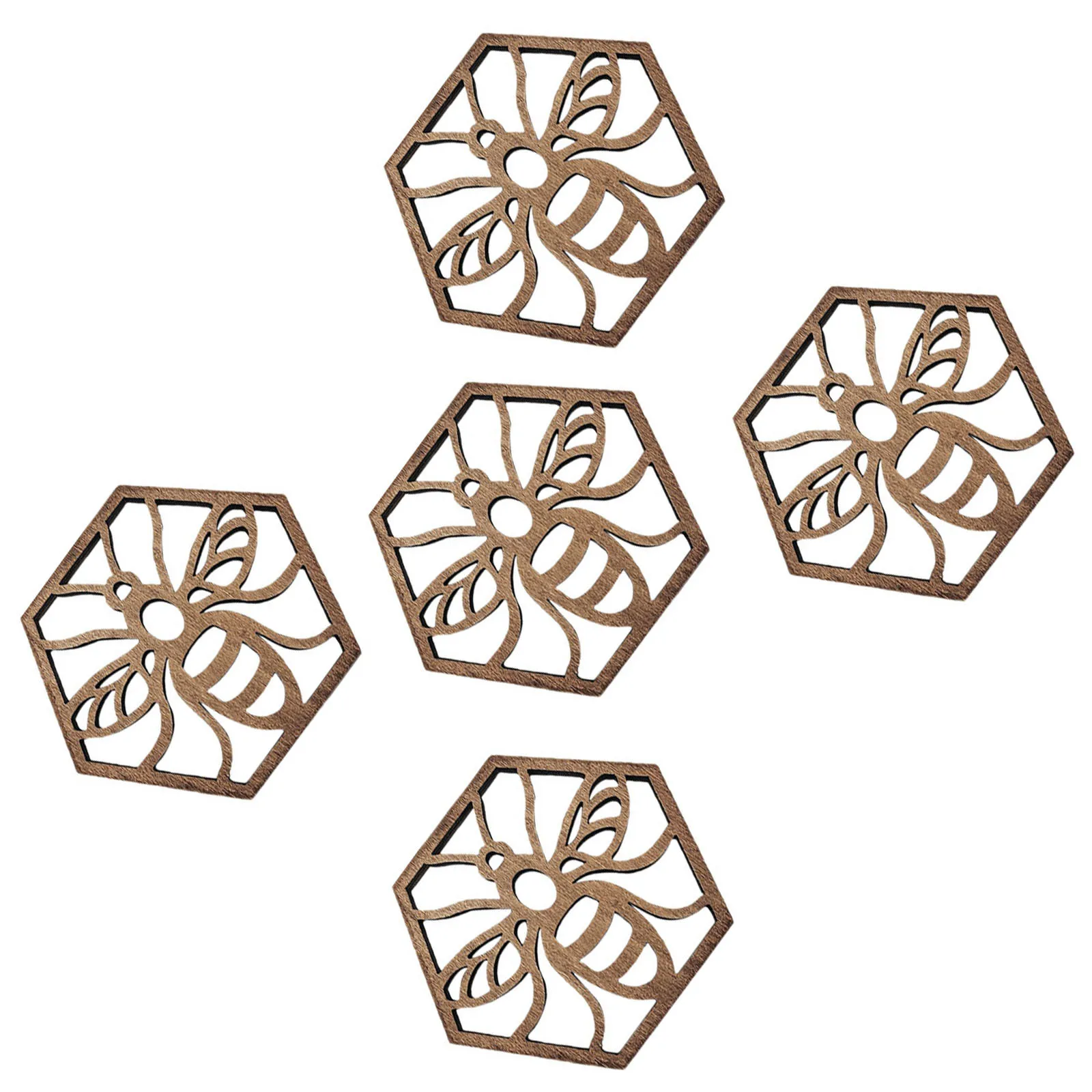 

5Pcs Wooden Coasters Table Protectors Heat Resistant Cup Cushion Dining Home Decoration Kitchen Supply