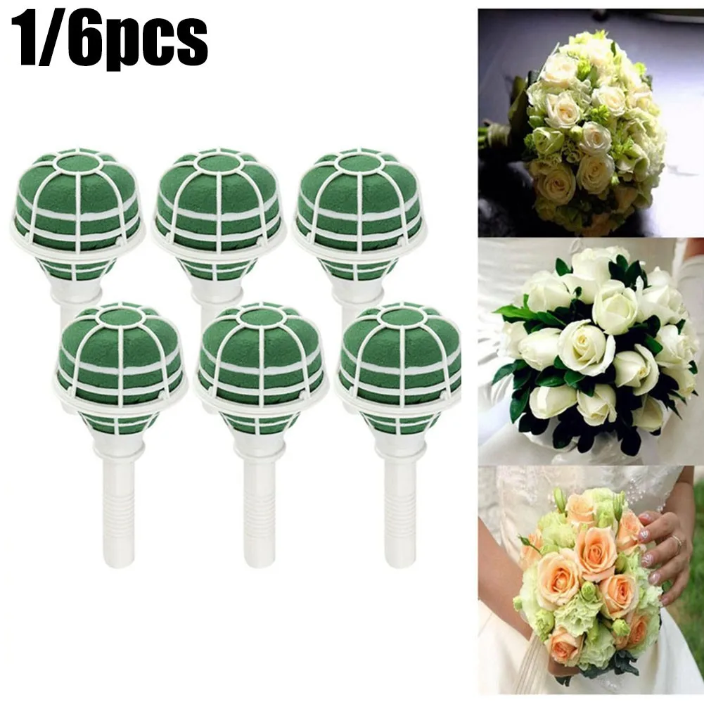 1/3/6Pcs DIY Flower Holder Base Bridal Floral Foam Bouquet Handle Holder Base Bracket Wedding Party Flower Arrangement Supplies