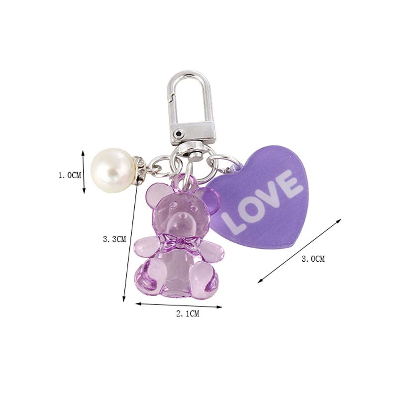 Cartoon Heart Bear Animal Keychain Key Ring For Friend Lovers Cute Creative Bag Earphone Box Car Key Accessories