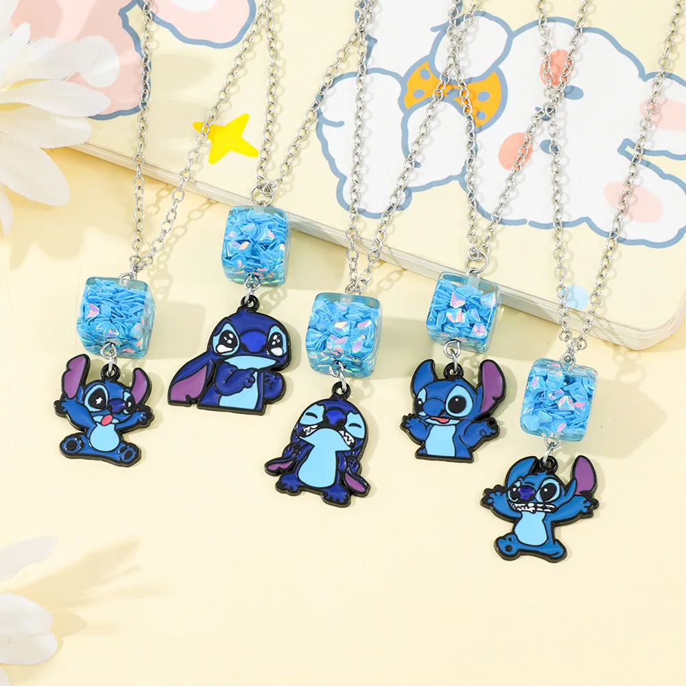 

Summer 5pcs/set Disney Stitch Charm Necklace Handmade Cartoon Pendant Jewelry Kawaii Lilo & Stitch Gift for Anime Fans Birthday