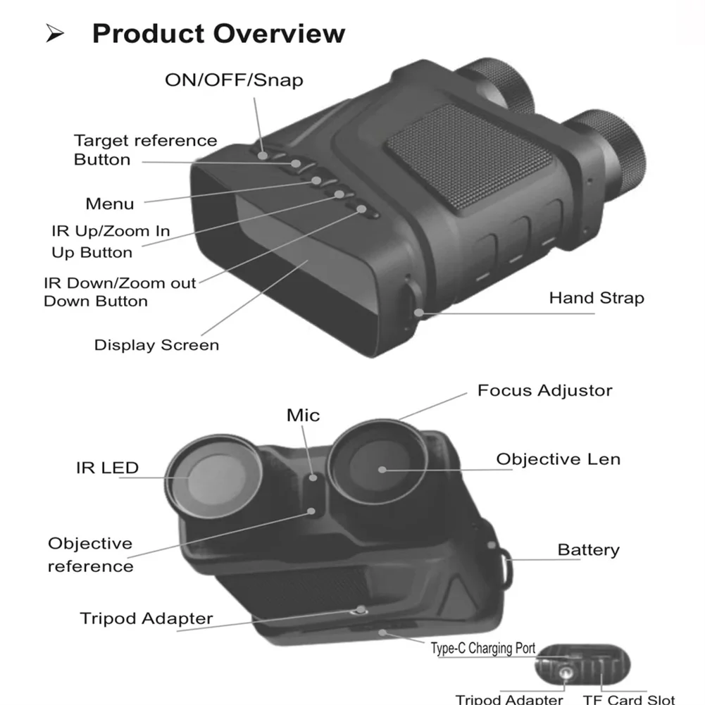 R12 5x Digital Zoom Infrared Night Vision Binocular Telescope 1080p 300m Night Vision Device For Outdoor Camping