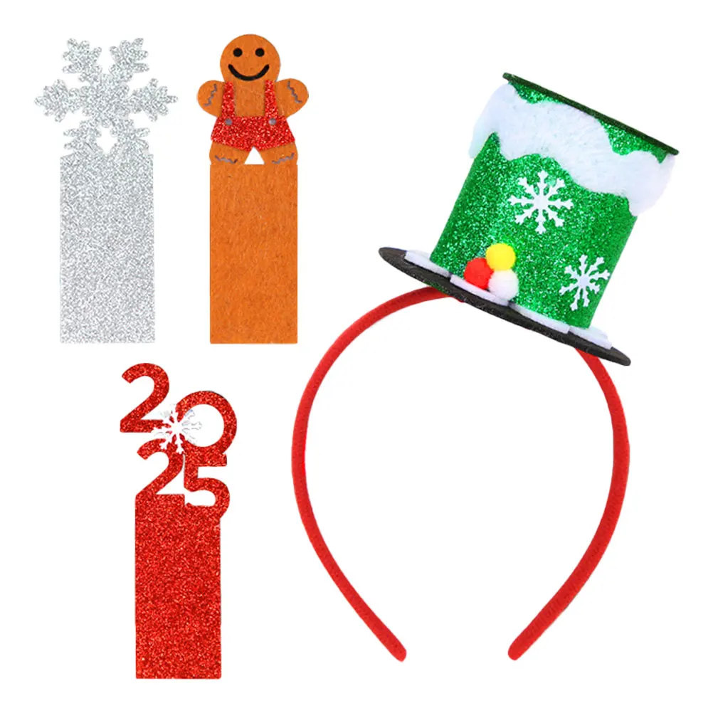 

1 Set Christmas Top Hat Headband Mini Cute Xmas Hair Accessory Holiday New Year Party Family Fun Sequin Headbands For Adults