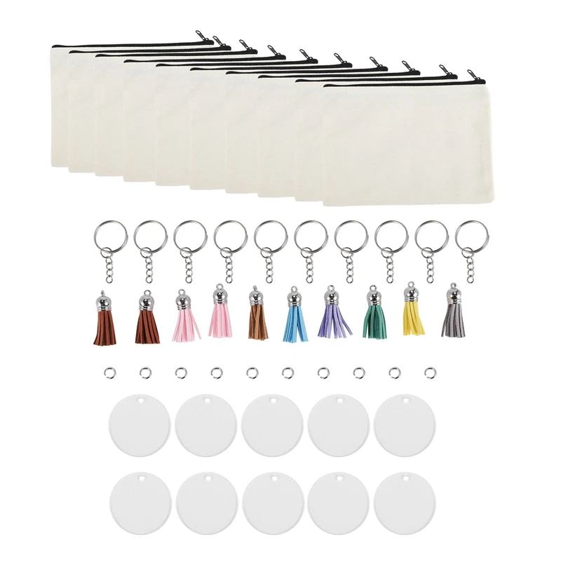 10 шт., сублимационные заготовки, сумка «сделай сам», теплопередача, косметички, железный чехол на молнии, холст, чехол для ручек для женщин и детей