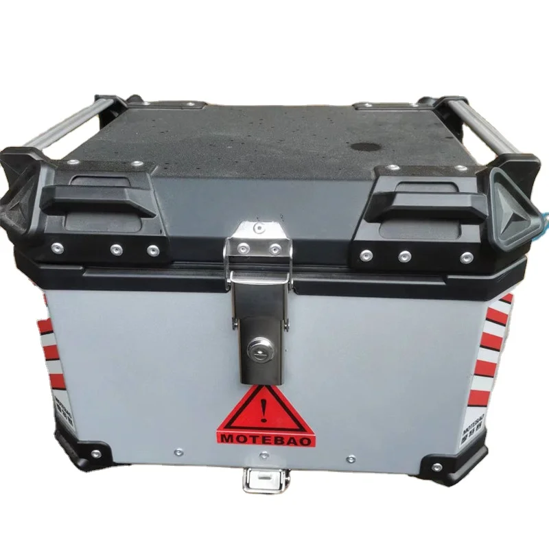 

Wholesale 55L Large Capacity Luxury Luggage Helmet Aluminum Alloy Storage Box Universal Motorcycle Tail Box