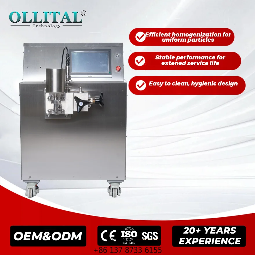 Ollital Cosmetic High Pressure Homogenizer For Cream Production And Stability Food High Pressure Homogenizer