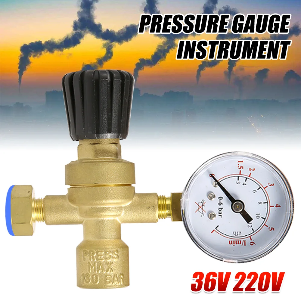 Mini Gas Bottle Pressure Regulator 36V 220V Pressure Reducer Pressure Meter Beer Regulator for Argon CO2 Bottle