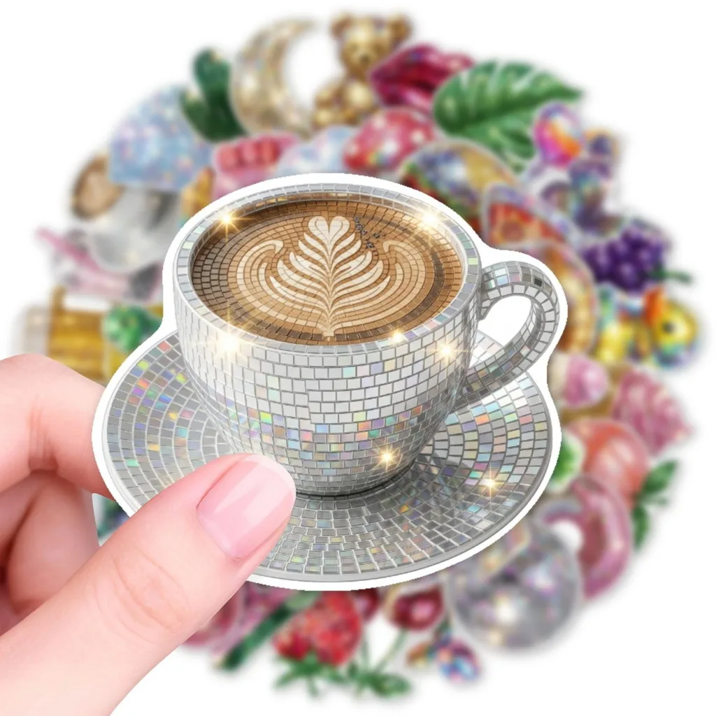 50Pcs European Glitter Disco Style Stickers Shiny Sequins Decals For Scrapbook Luggage Water Bottle DIY Giajar Sticker Store - view 5