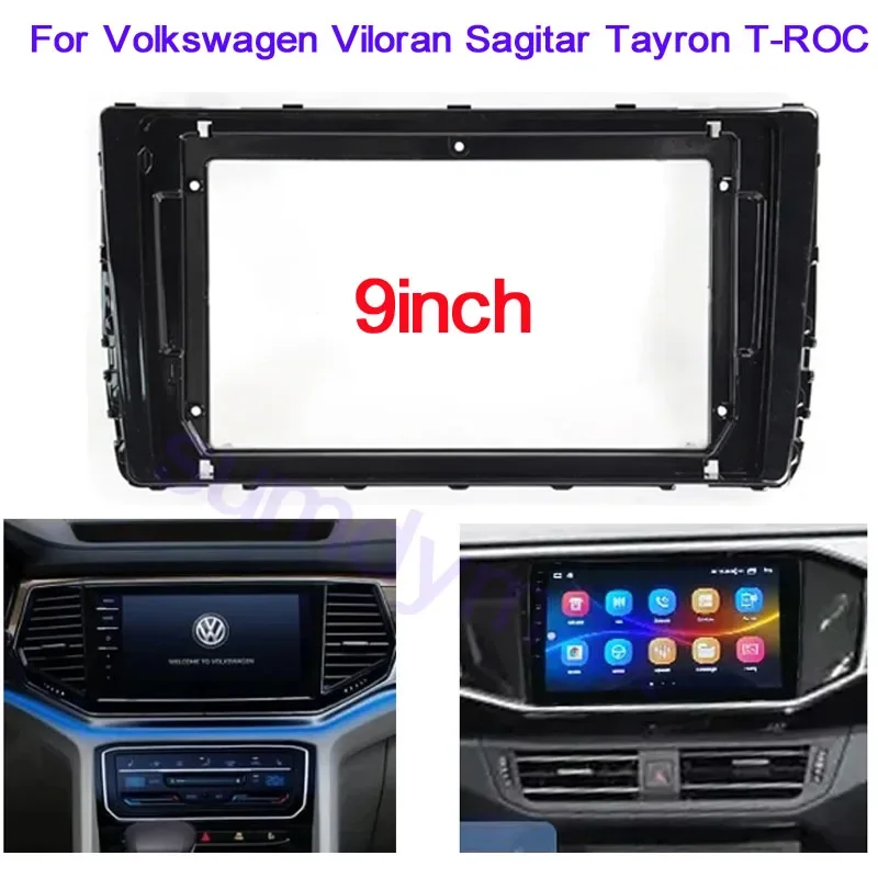 9 Inch car radio fascias For VW  Viloran Sagitar Tayron T-ROC 2021 2022 Car Radio Android MP5 Player Casing Frame Stereo Fascia