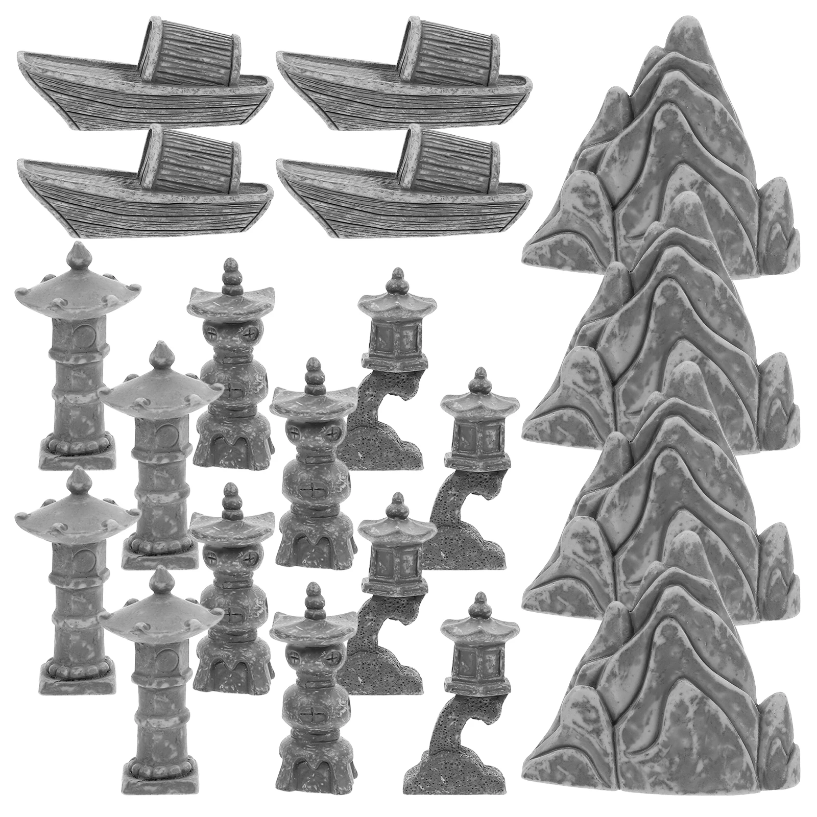 

1 set Rockery Decorations Resin Landscape Figurine Fairy Garden Ornaments Pagoda Miniature Greenery Mountain