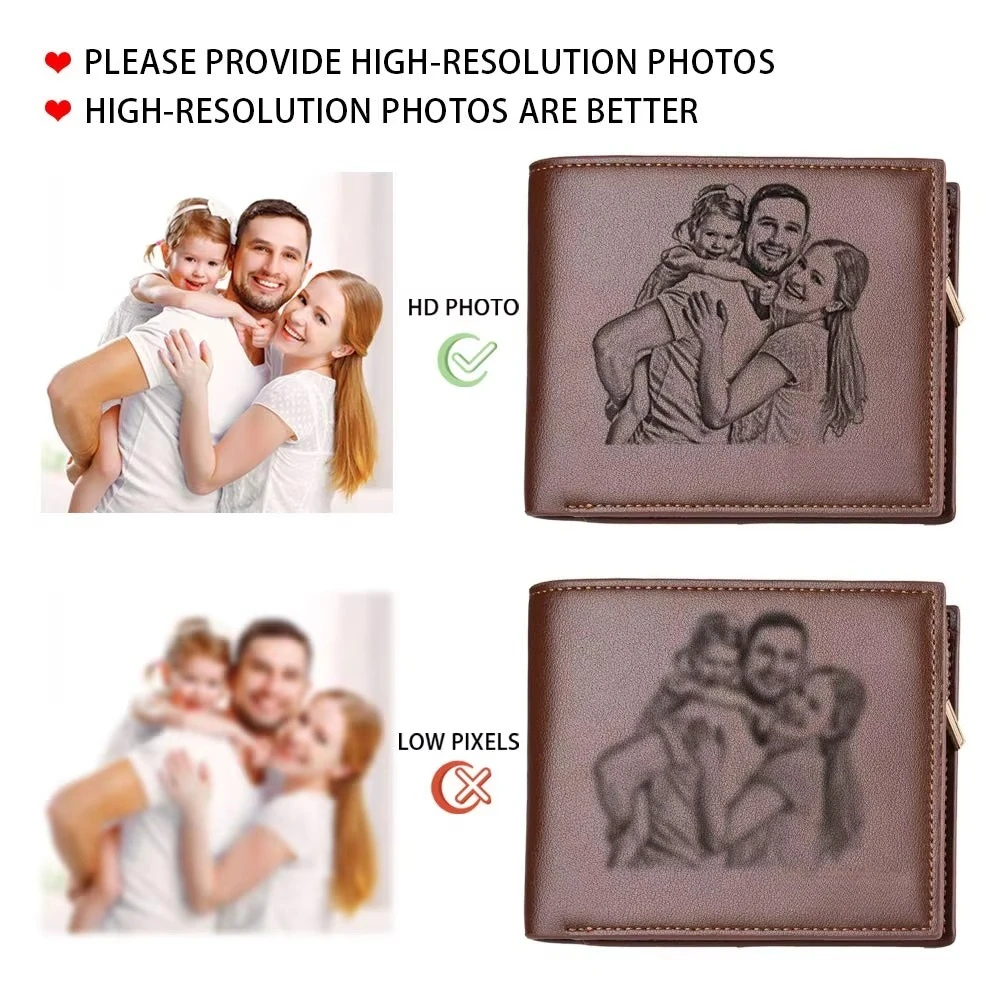 Foto personalizada, regalo personalizado para el día del padre, billetera para hombre con cremallera, bolsillo Interior para monedas, billeteras con imagen para él, tarjetero