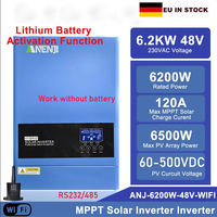 Hybrid Solar Inverter 6.2KW 48V Pure Sine Wave Off/On Grid Solar Inverter 230VAC PV 60-500VDC 120A MPPT Solar Charge Controller
