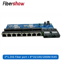 Conmutador Gigabit Ethernet, convertidor de medios de fibra óptica PCBA 8 RJ45 UTP y 2 puertos de fibra SC, placa PCB de 10/100/1000M