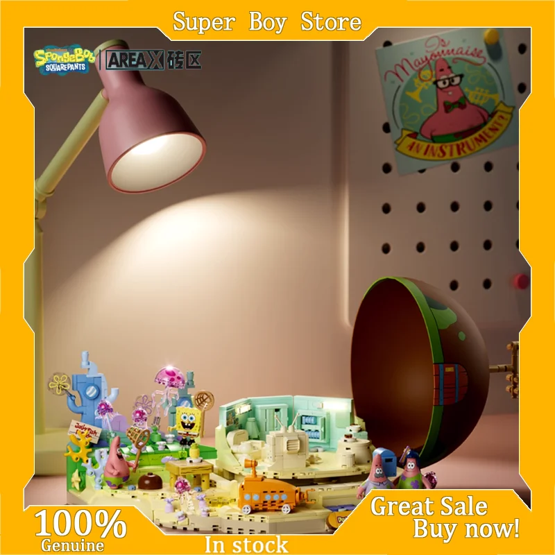 AREAX-Juego de bloques de construcción creativos Diy, Bob Esponja, Patrick Star Rock House, regalo de Navidad, caja ciega de moda, juguete educativo