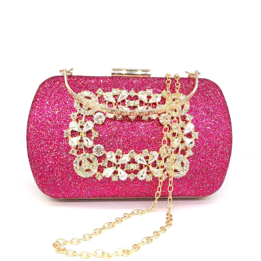 

2025 Diamond Square Buckle Dinner Small Bead Sequined Clutch Bag Diamond-encrusted Evening Annual Meeting Dress Oblique Span Bag