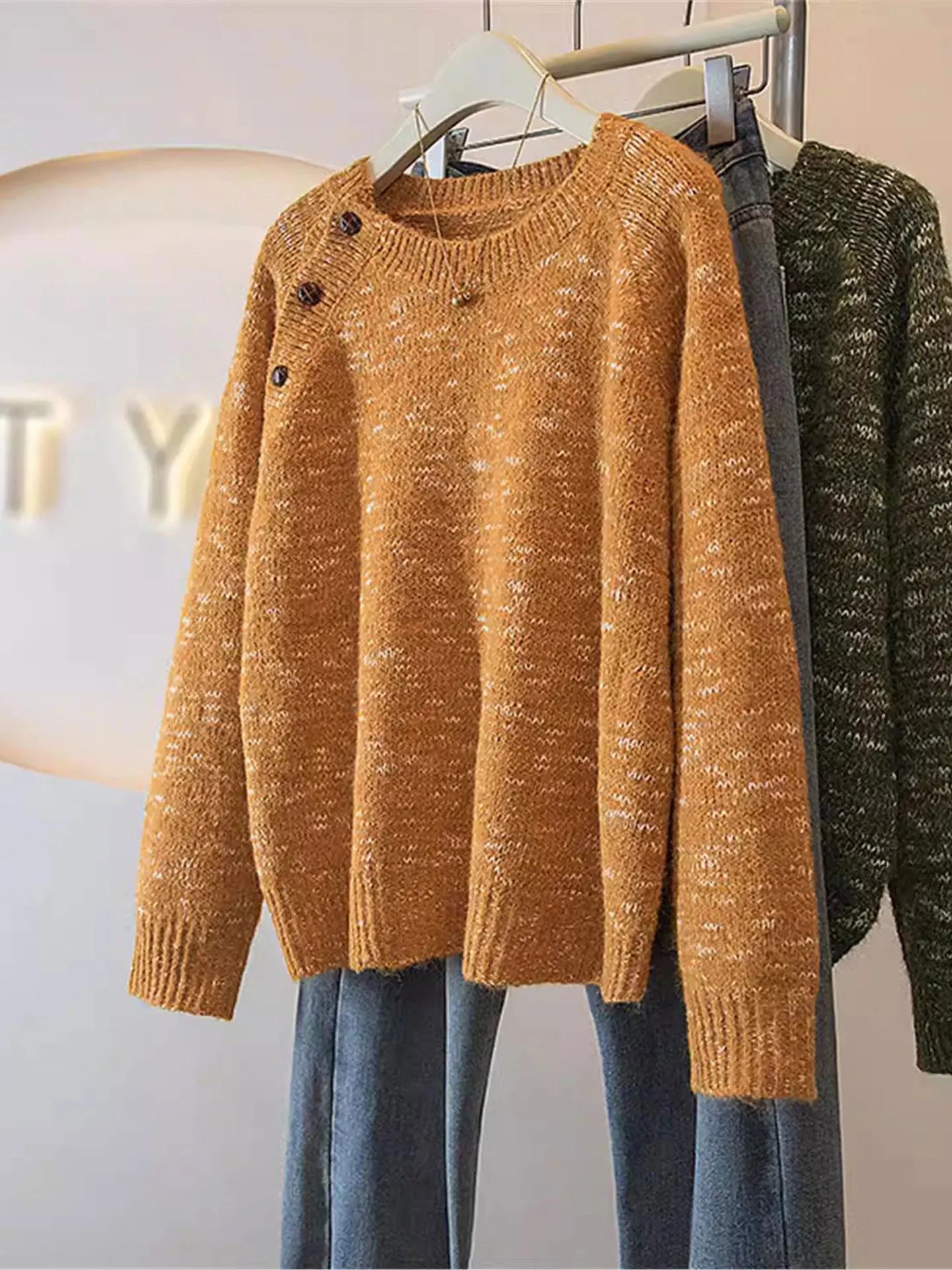 

Уникальный, очень красивый, длинный вязаный свитер свободного кроя, базовый слой, для женщин больших размеров, весна 2026, в корейском стиле