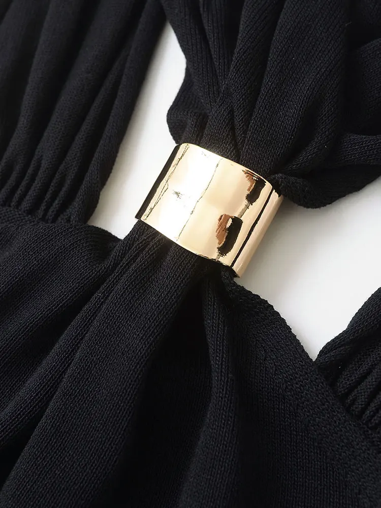 NLZG 2025 wiosna Casual Chic kobiety sukienka Halter prosta długa Vestidos nowe modne letnie wakacje seksowna kobieca sukienka z dzianiny