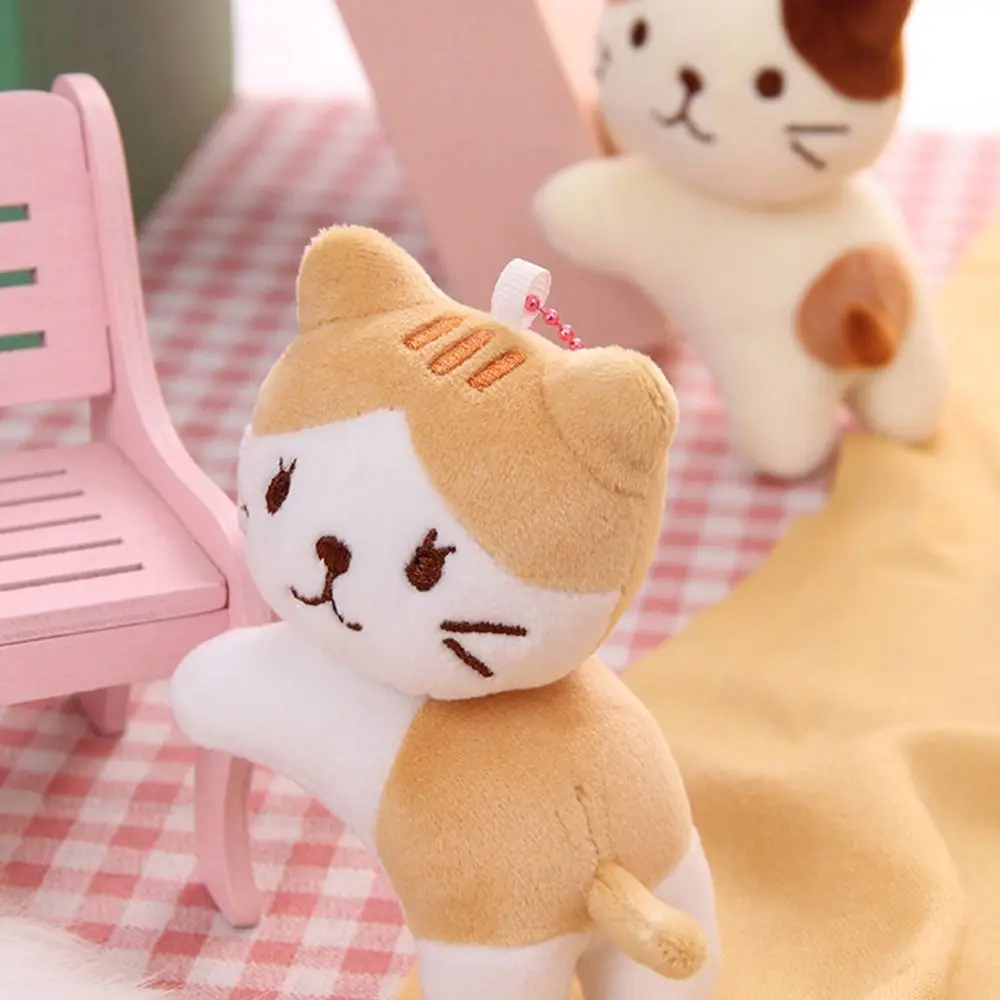 Key Buckle Cute Cat Plush Pendant Korean Style Backpack Charms Crooked Head Kitten Keychain Cartoon Plush Cartoon Doll Pendant