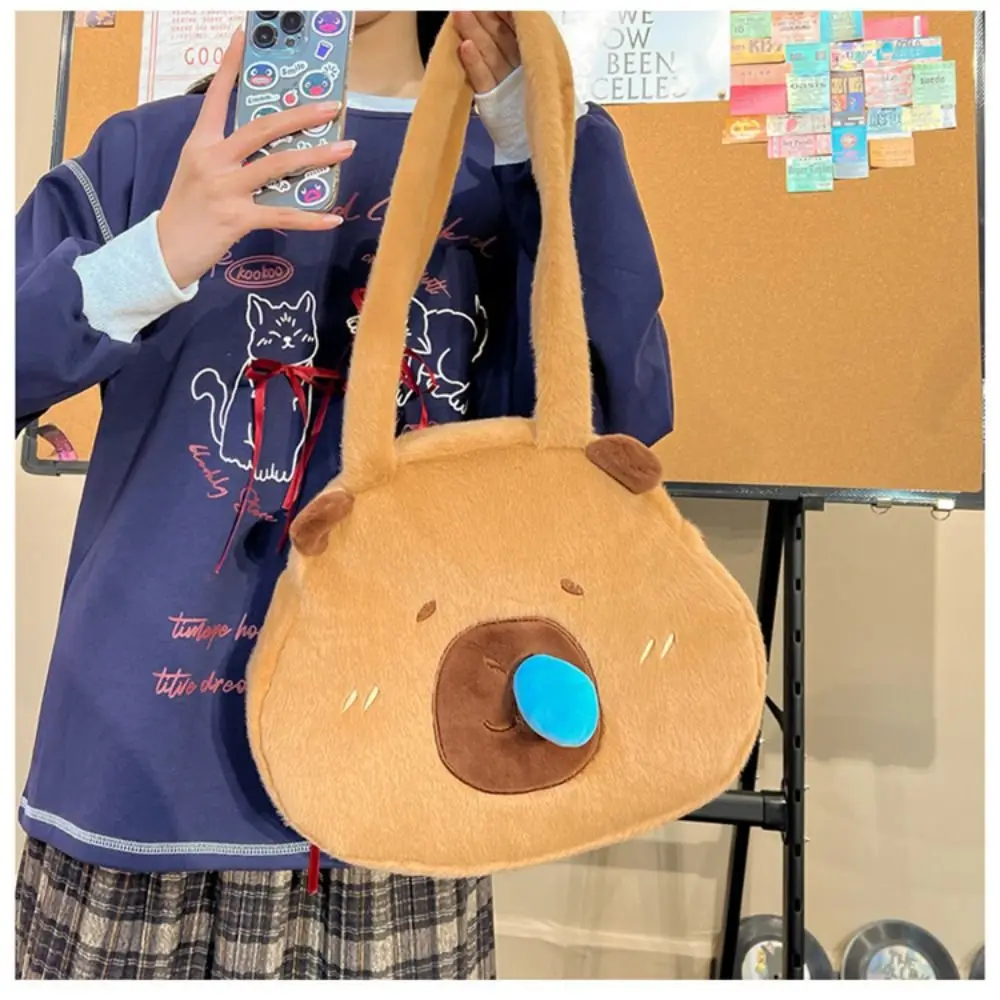 Nieuwe Cartoon Capybara Pluche Tas Opslag Grote Capaciteit Crossbody Tas Bruine Schoudertas